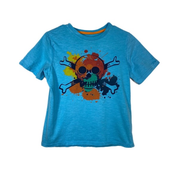 Rustic Blue Boy’s Cyan Skull & Crossbones Short Sleeve Tee - Picture 1 of 6
